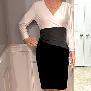NWT Ralph Lauren Black and White Long Sleeve Dress Size 6P